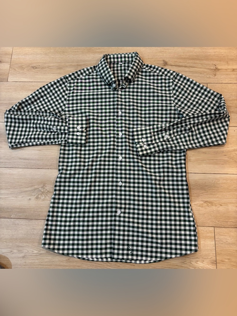 State & Liberty Shirt Men’s L Gingham Check Performance Button Light Green White